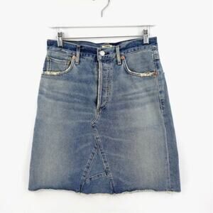 Citizens of Humanity Denim Skirt 28 Blue Button Fly Cowgirl Festival Ranch